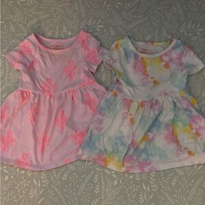 Cat & Jack Girls' Pink Floral & Pastel Tie-Dye Casual Dresses